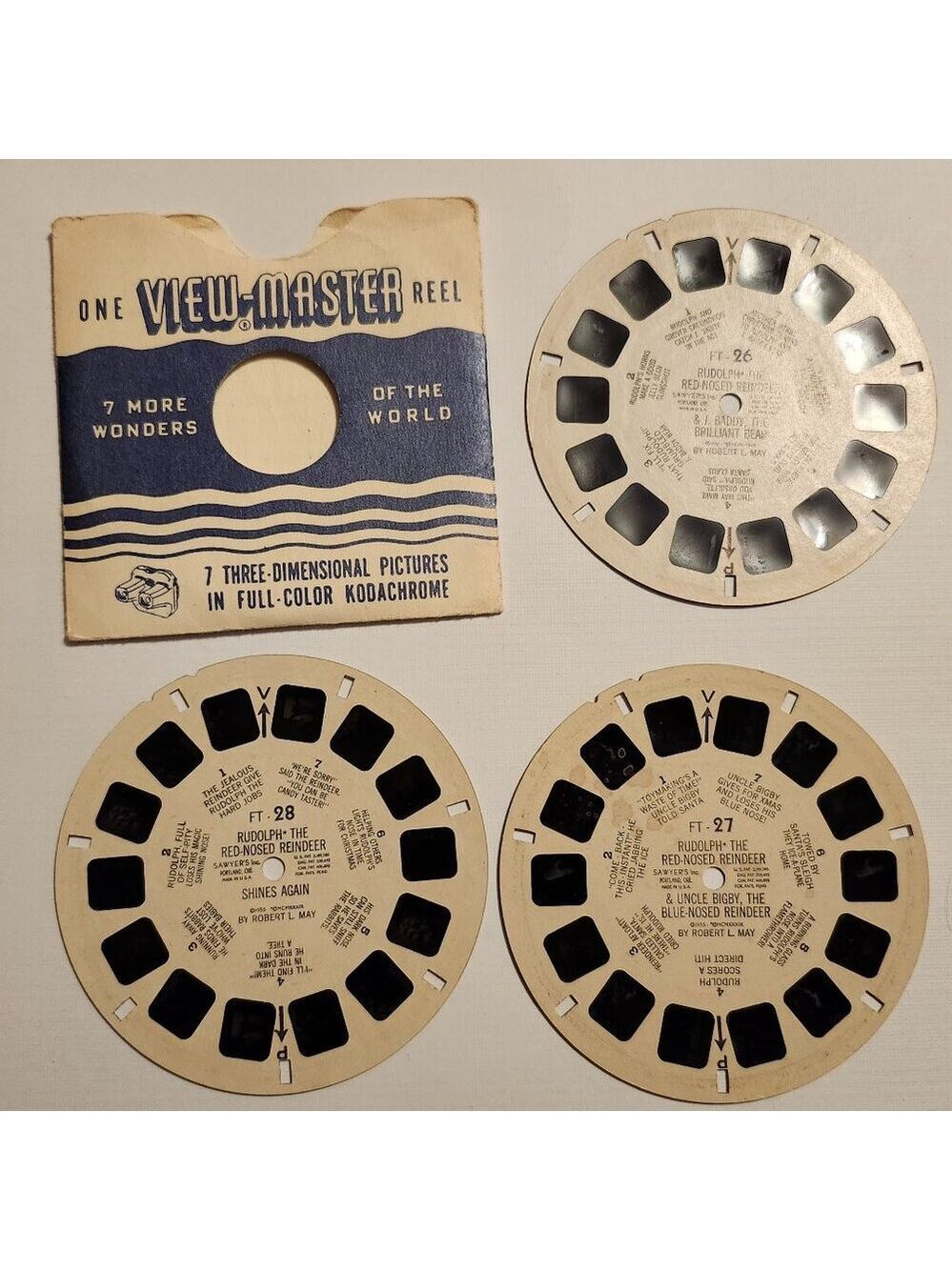 FESTIVE Vintage Rudolph The Red Nosed Reindeer View Master Reels Slides x 3